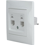 Double prise RJ45 encastrée Zyna - Blanc - Zenitech