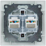 Double prise RJ45 encastrée Zyna - Blanc - Zenitech