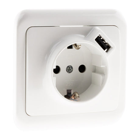 Prise encastrée Schuko 16A + USB A - Antaria - Zenitech