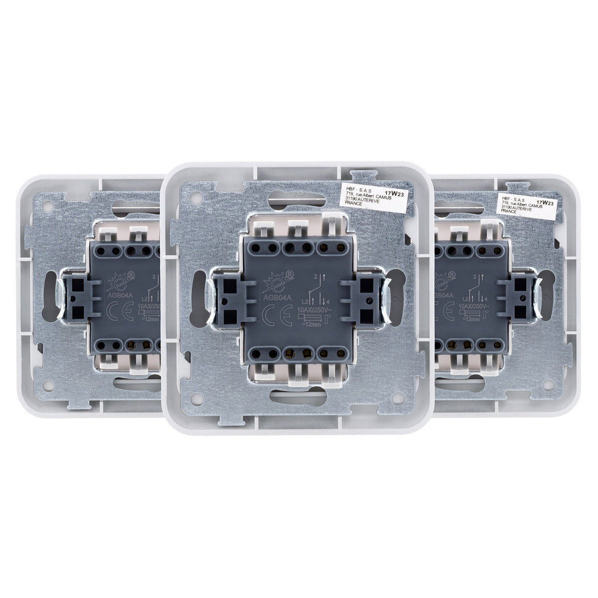 Lot de 3 interrupteurs simples 10A - Zenitech