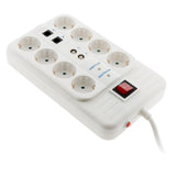 Multiprise 8 prises Schuko FILTRE+TV+ADSL+FAX - Blanc - Zenitech