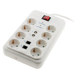 Multiprise 8 prises Schuko FILTRE+TV+ADSL+FAX - Blanc - Zenitech