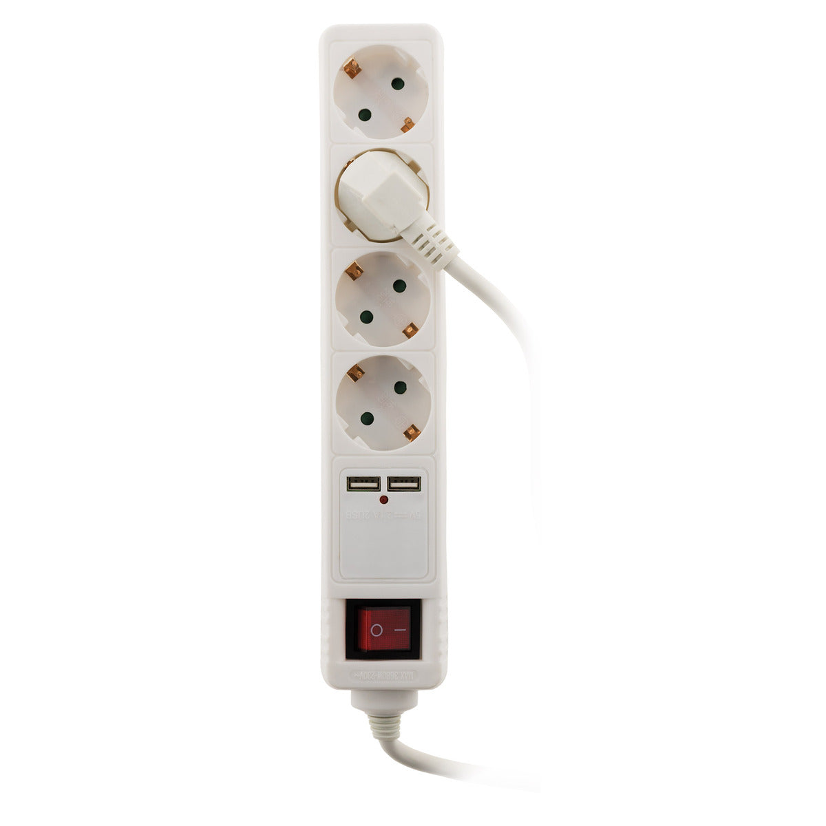 Multiprise Schuko 16A + 2 USB - blanc - Zenitech