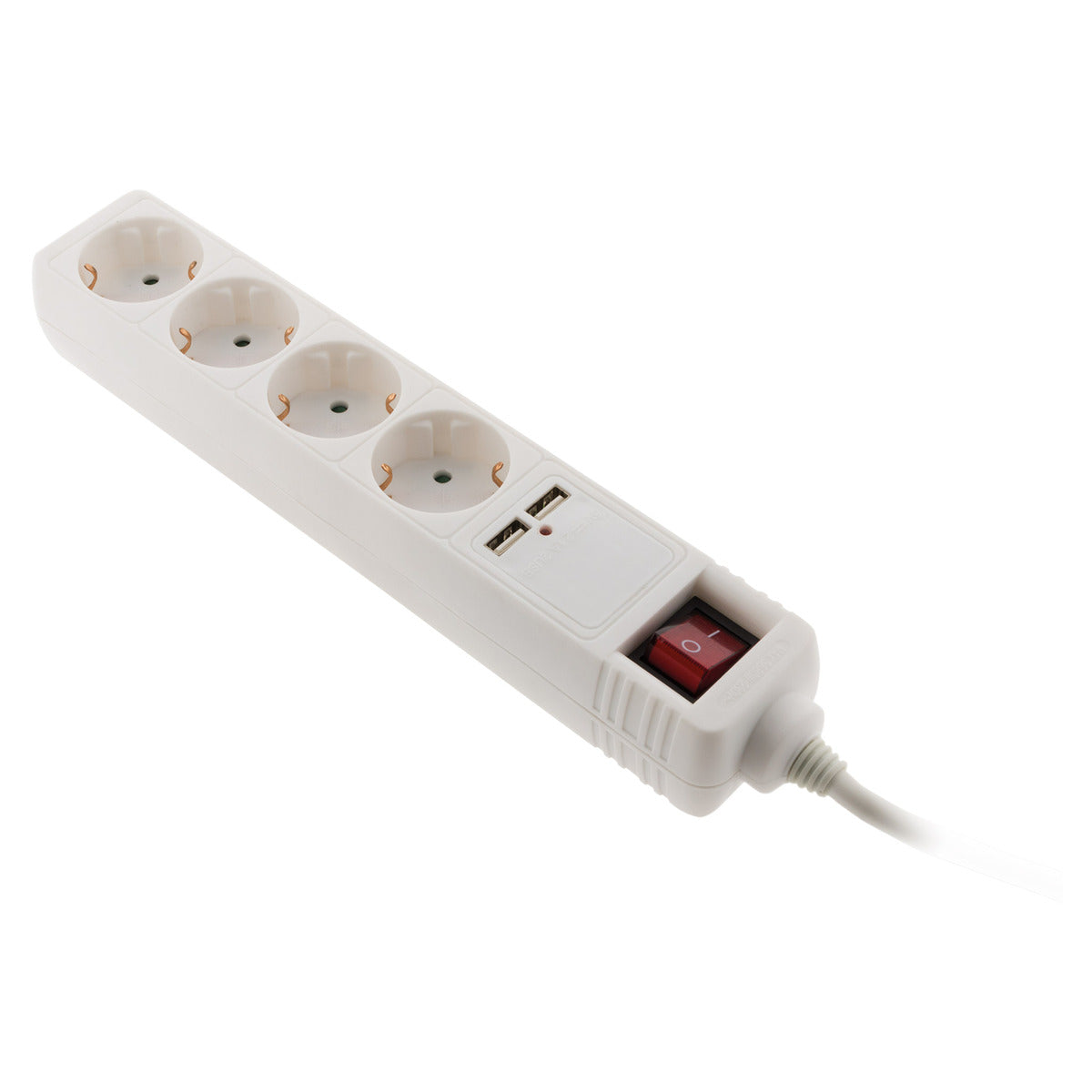 Multiprise Schuko 16A + 2 USB - blanc - Zenitech