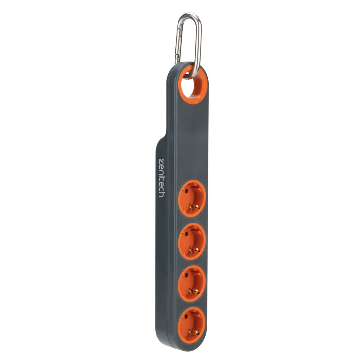 Multiprise 4 prises Schuko 16A + lumière - Gris/Orange - Klipo - Zenitech