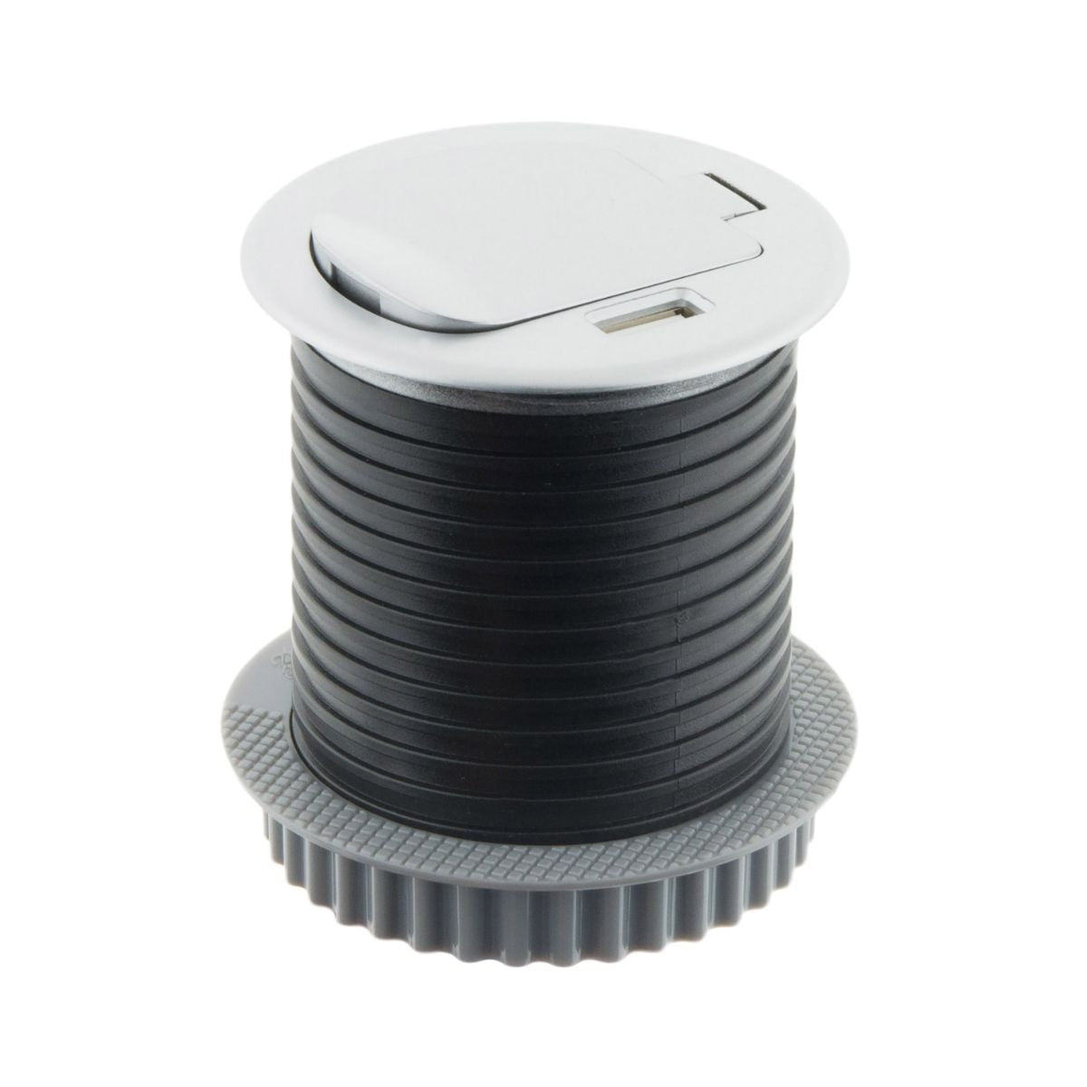 Prise encastrable Schuko + USB Ø60mm - Gris - Otio