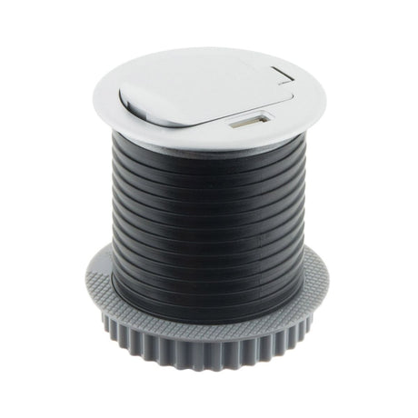 Prise encastrable Schuko + USB Ø60mm - Gris - Otio