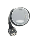 Prise encastrable Schuko + USB Ø60mm - Gris - Otio