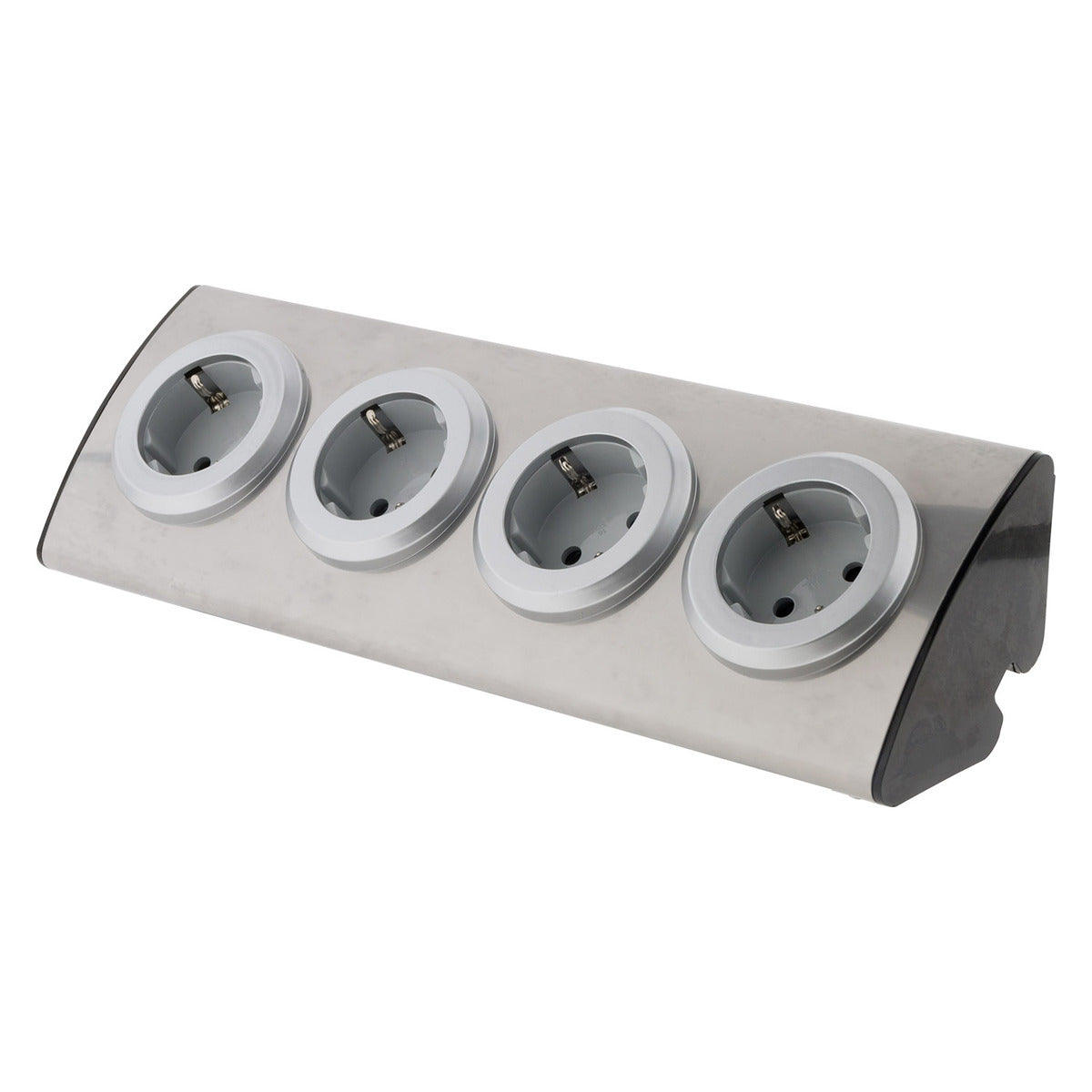 Multiprise de cuisine en angle 4 prises Schuko 16A sans câble - Gris - Otio
