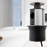 Multiprise encastrable Schuko 3 prises + 2 USB Ø100m - Blanc/Noir - Otio