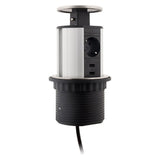 Multiprise encastrable Schuko 3 prises + 2 USB Ø100m - Blanc/Noir - Otio