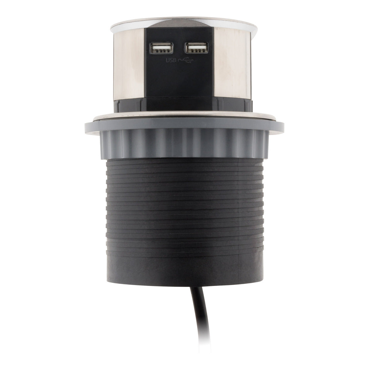 Multiprise encastrable Schuko 3 prises + 2 USB-A - Blanc/Noir - Otio