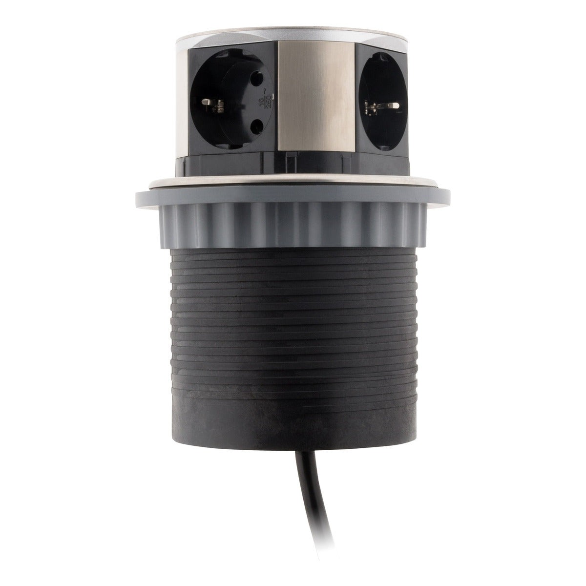 Multiprise encastrable Schuko 3 prises + 2 USB-A - Blanc/Noir - Otio