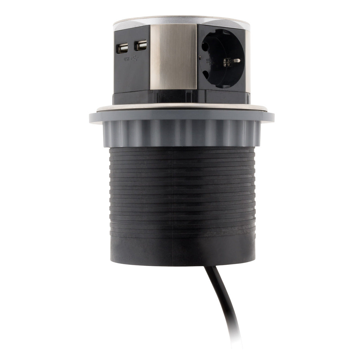 Multiprise encastrable Schuko 3 prises + 2 USB-A - Blanc/Noir - Otio