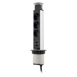 Multiprise encastrable Schuko 3x16A + 2 ports USB A - Blanc/Noir - Otio