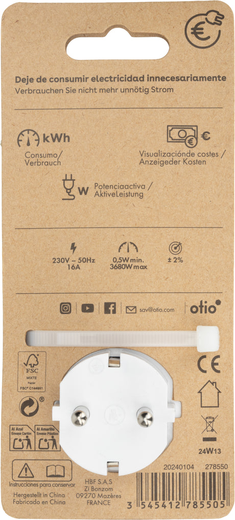 Contrôleur de consommation électrique Schuko - Blanc - Otio