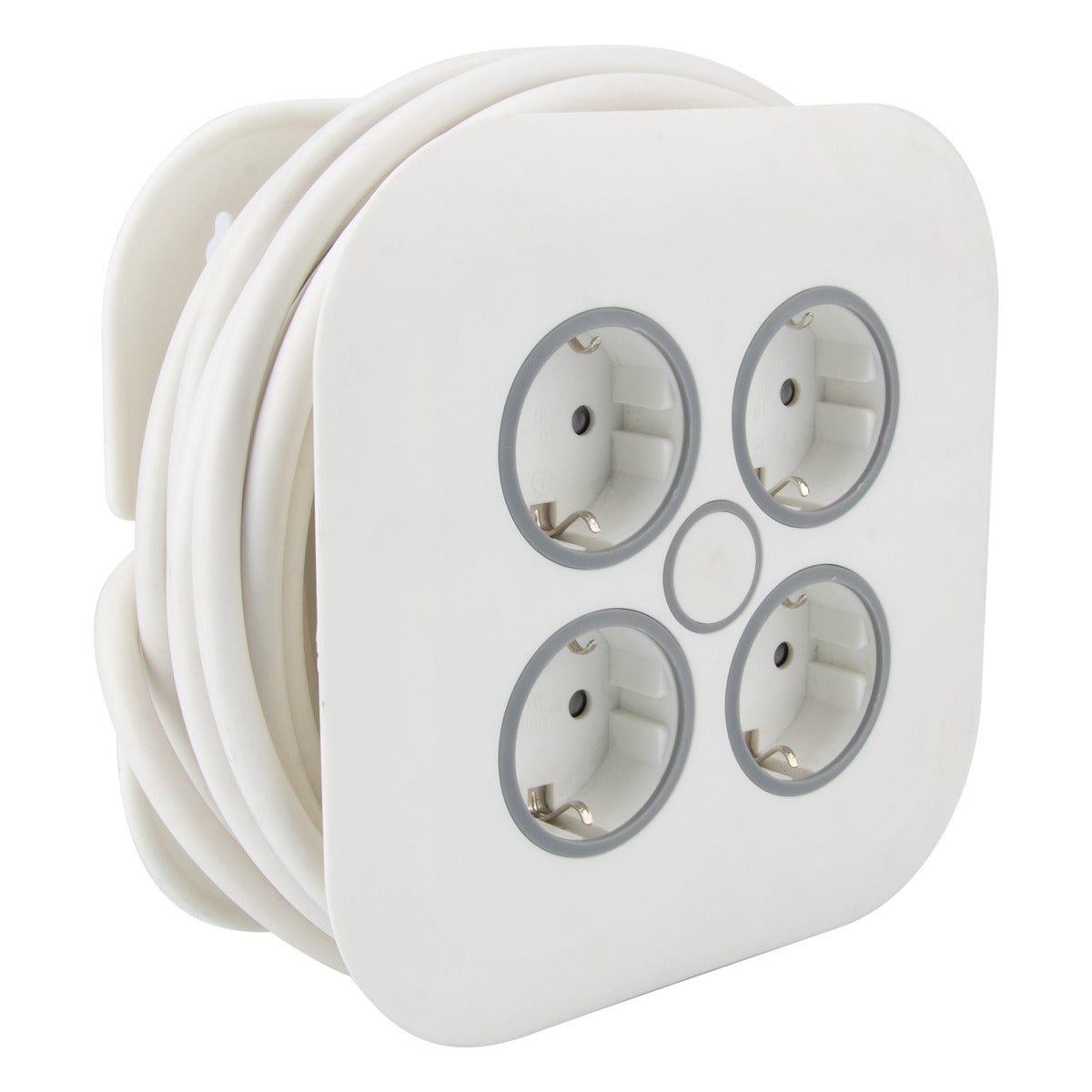 Enrouleur domestique 4 prises Schuko 7m - Blanc - Zenitech