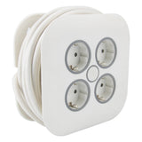 Enrouleur domestique 4 prises Schuko 7m - Blanc - Zenitech