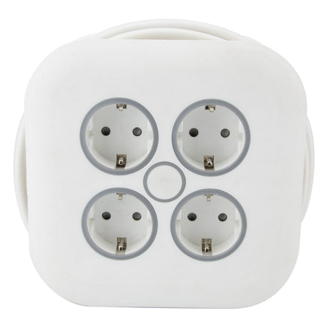 Enrouleur domestique 4 prises Schuko 7m - Blanc - Zenitech