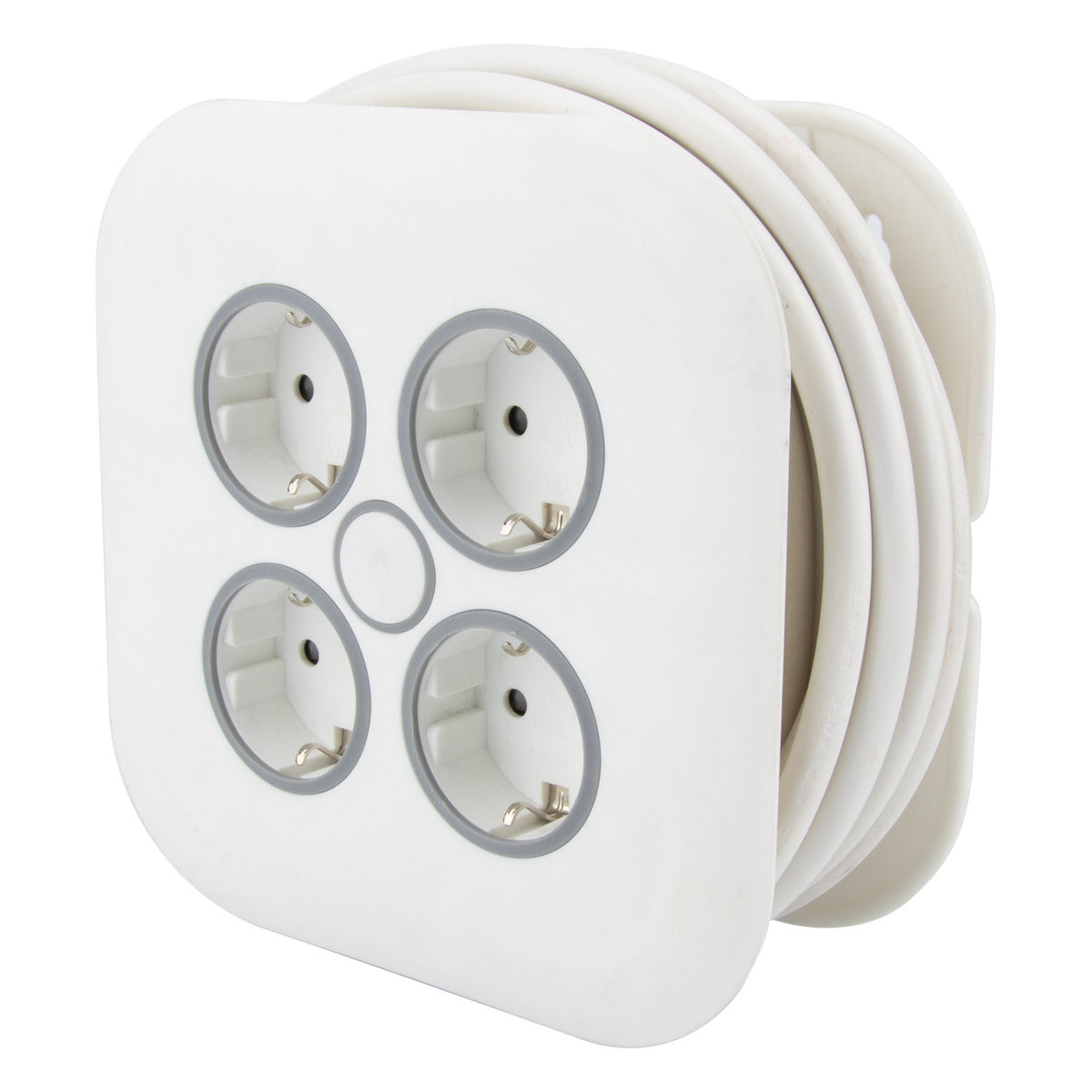 Enrouleur domestique 4 prises Schuko 7m - Blanc - Zenitech