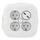 Enrouleur domestique 3 prises Schuko + 2 USB 2,4A 7m - Blanc - Zenitech