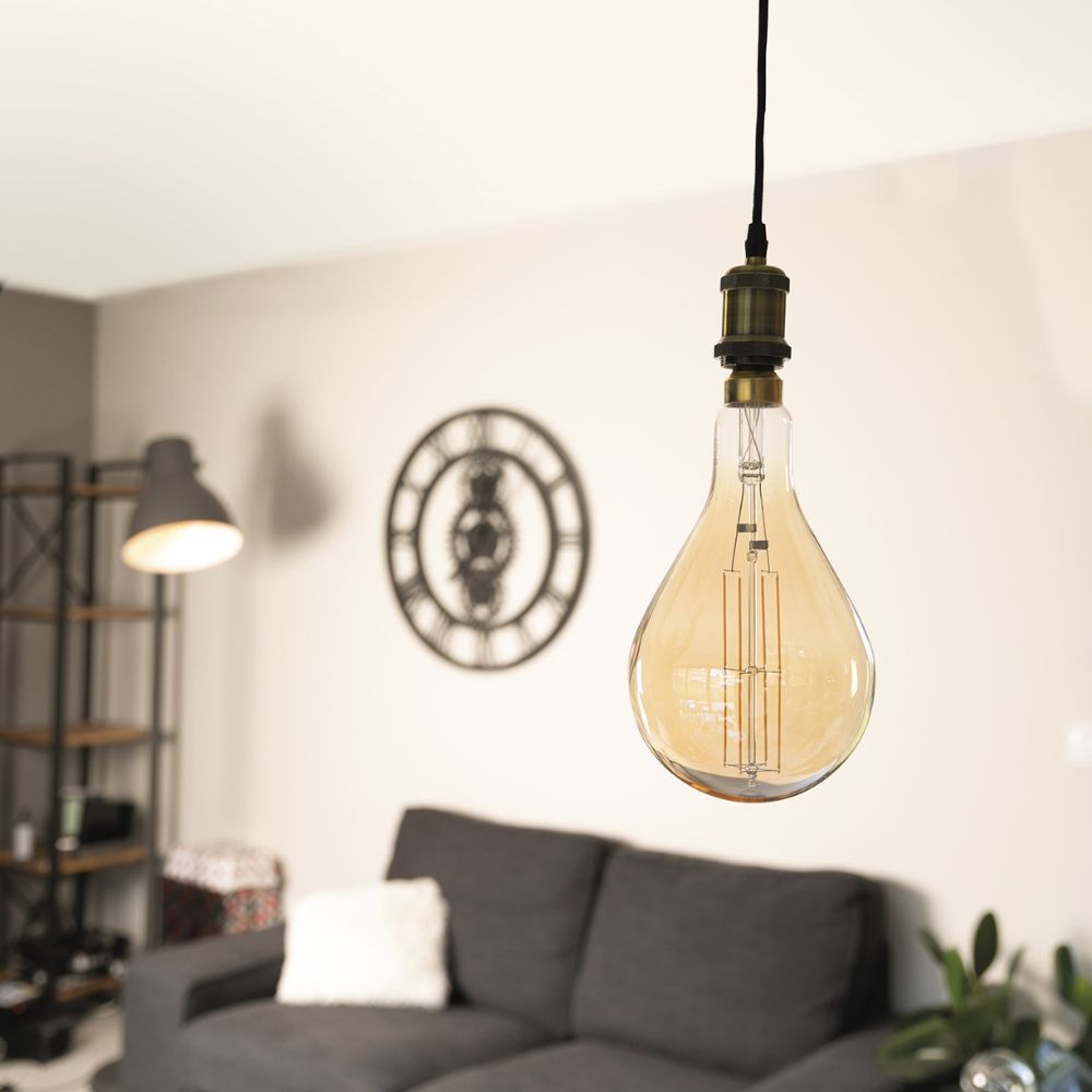 Ampoule LED géante E27 5W - Blanc chaud - 350lm 2500K - Kit de suspension inclus - Zenitech