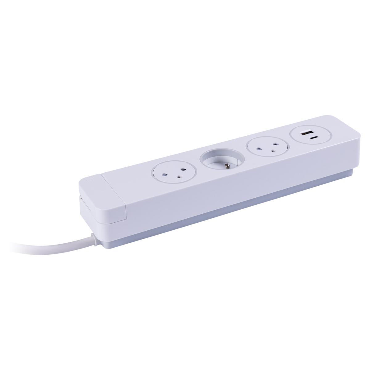 Multiprise 3/5 prises 16A 2P+T + 2USB - Easy Eject - Mantéa Otio