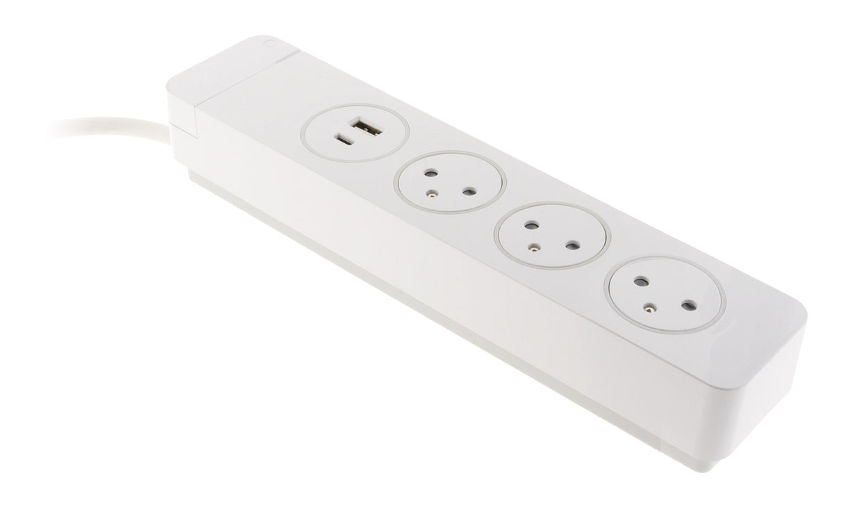 Multiprise 3/5 prises 16A 2P+T + 2USB - Easy Eject - Mantéa Otio