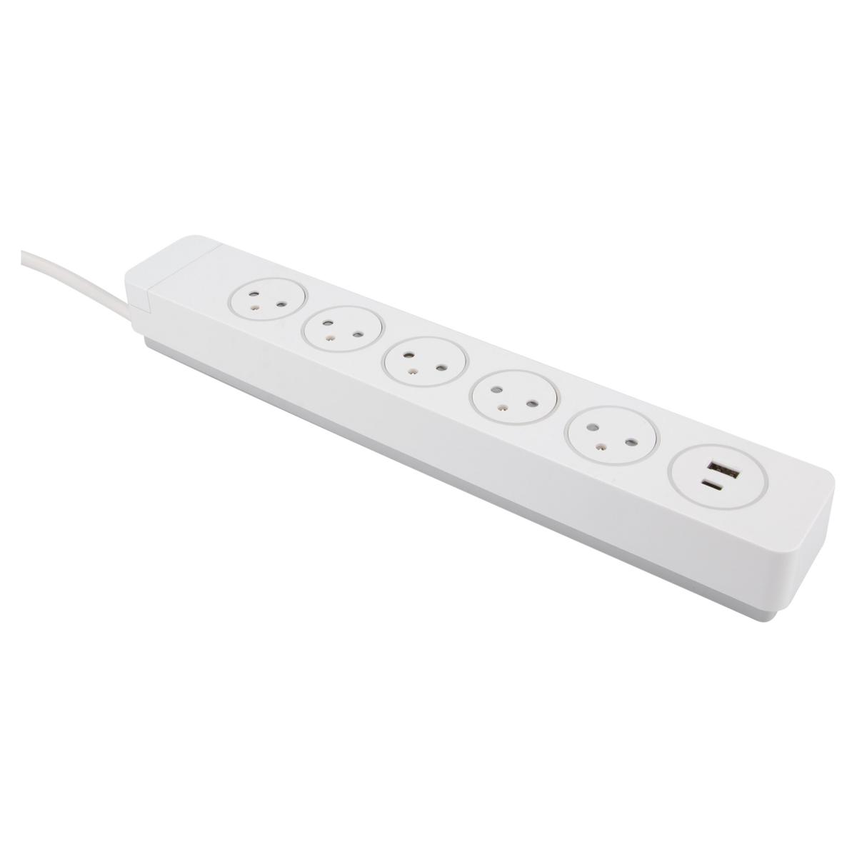Multiprise 3/5 prises 16A 2P+T + 2USB - Easy Eject - Mantéa Otio