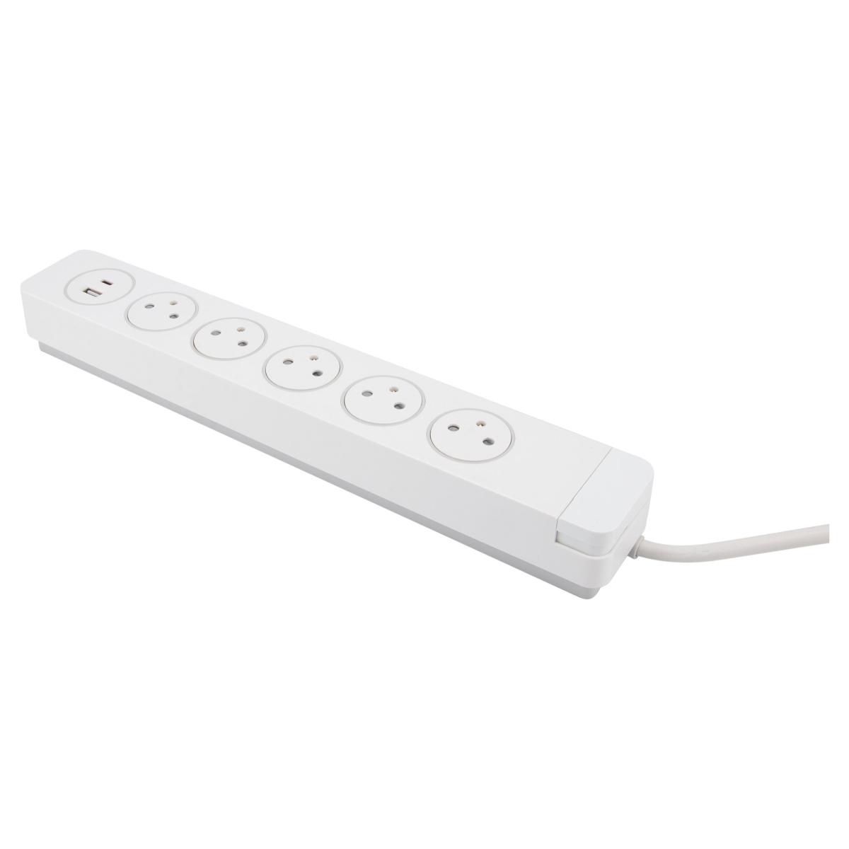 Multiprise 3/5 prises 16A 2P+T + 2USB - Easy Eject - Mantéa Otio