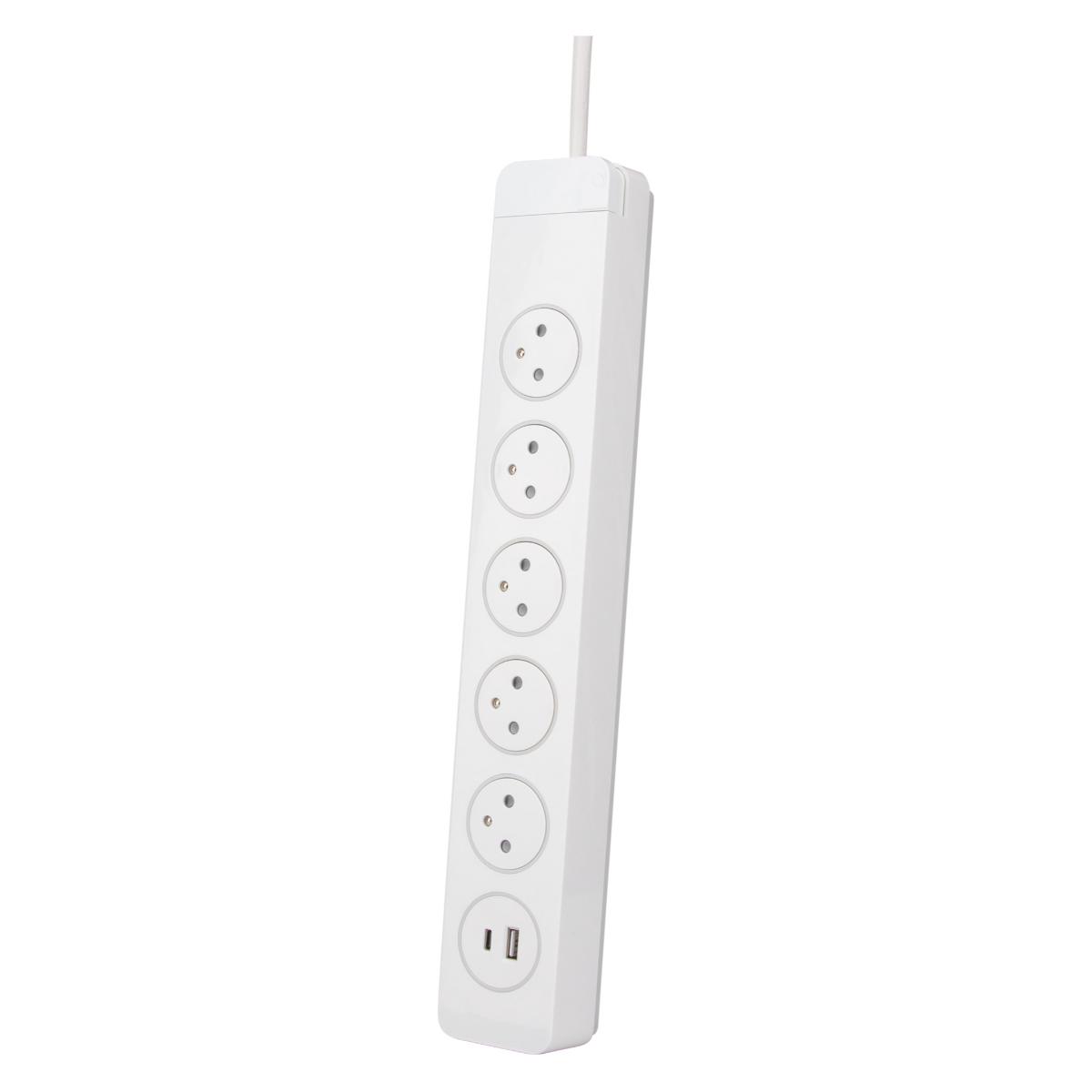 Multiprise 3/5 prises 16A 2P+T + 2USB - Easy Eject - Mantéa Otio