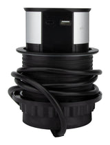 Bloc multiprise encastrable 3 prises 16A + 2xUSB et chargeur induction - Noir - Otio