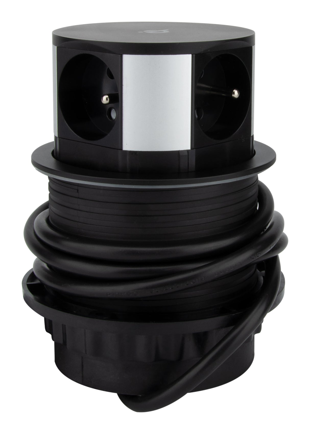 Bloc multiprise encastrable 3 prises 16A + 2xUSB et chargeur induction - Noir - Otio