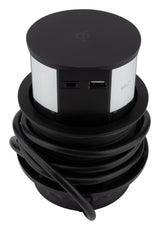 Bloc multiprise encastrable 3 prises 16A + 2xUSB et chargeur induction - Noir - Otio