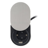 Prise encastrable Schuko + USB A avec couvercle à glissière - Noir - Otio