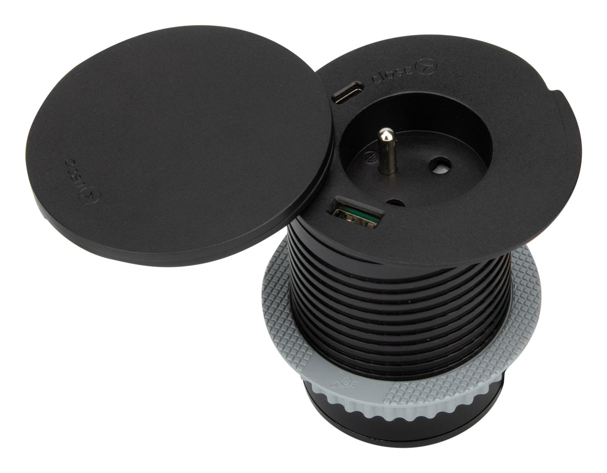 Prise encastrée + ports USB et chargeur induction QI - Otio
