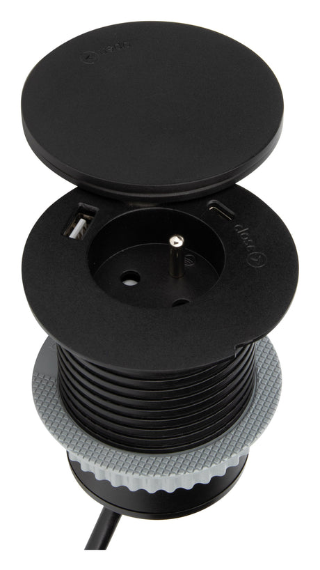 Prise encastrée + ports USB et chargeur induction QI - Otio