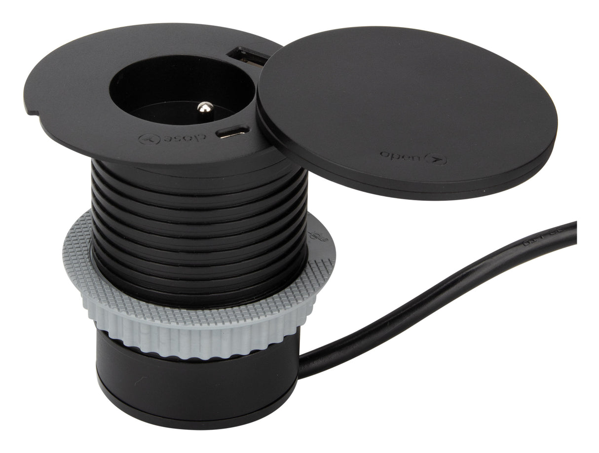 Prise encastrée + ports USB et chargeur induction QI - Otio