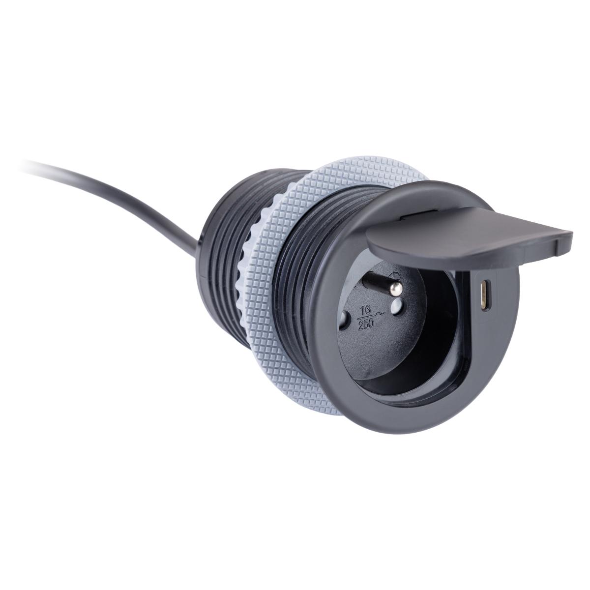 Bloc prise encastrable avec clapet + port USB - Otio