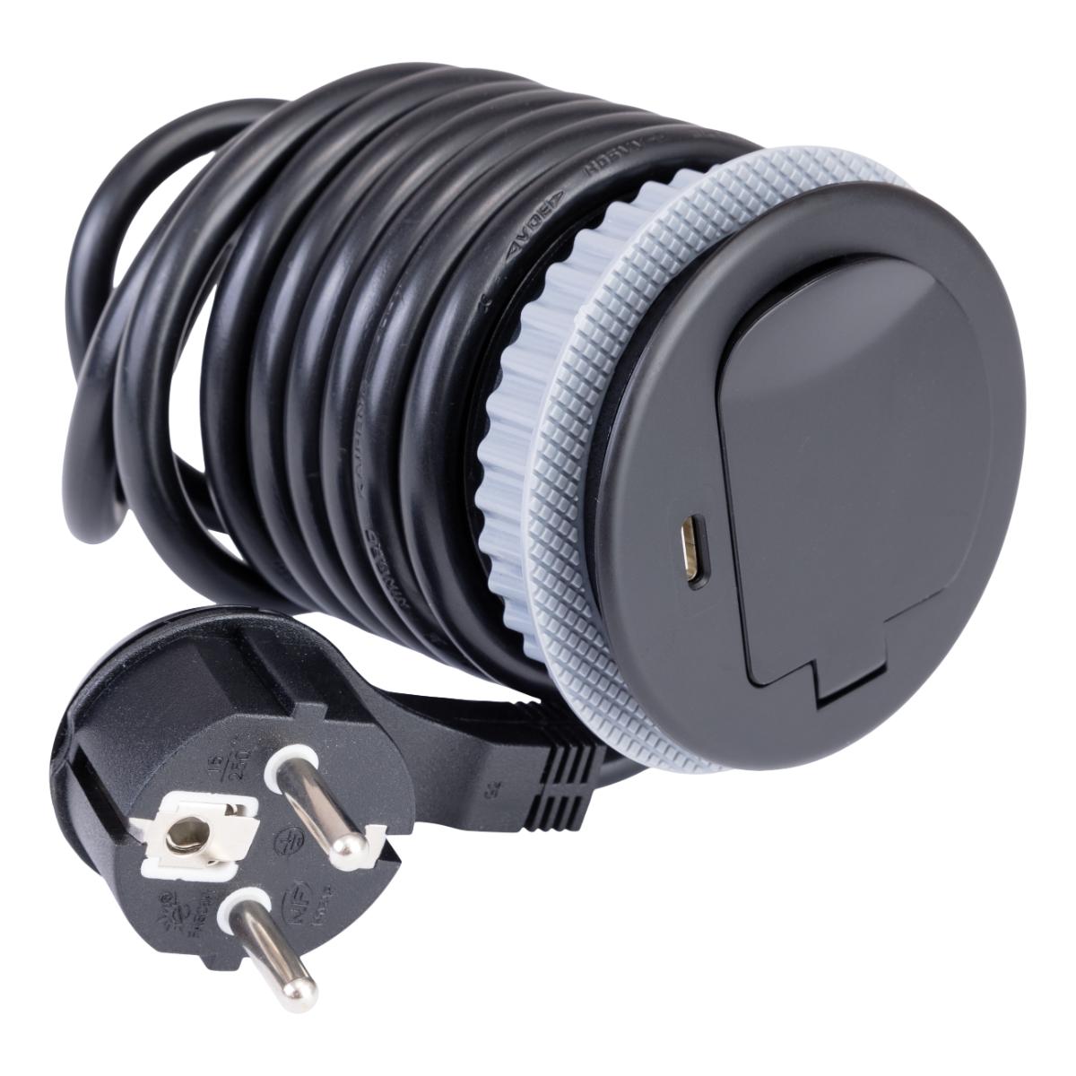 Bloc prise encastrable avec clapet + port USB - Otio