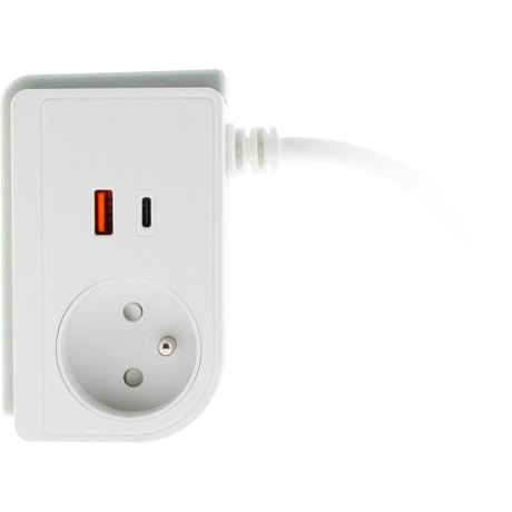 Bloc multiprise Gekko XS clipsable 2 USB A+C 20W 1.5m blanc - Otio
