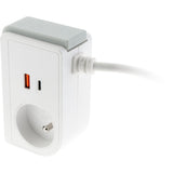 Bloc multiprise Gekko XS clipsable 2 USB A+C 20W 1.5m blanc - Otio