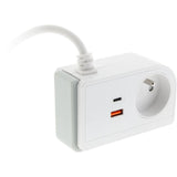 Bloc multiprise Gekko XS clipsable 2 USB A+C 20W 1.5m blanc - Otio