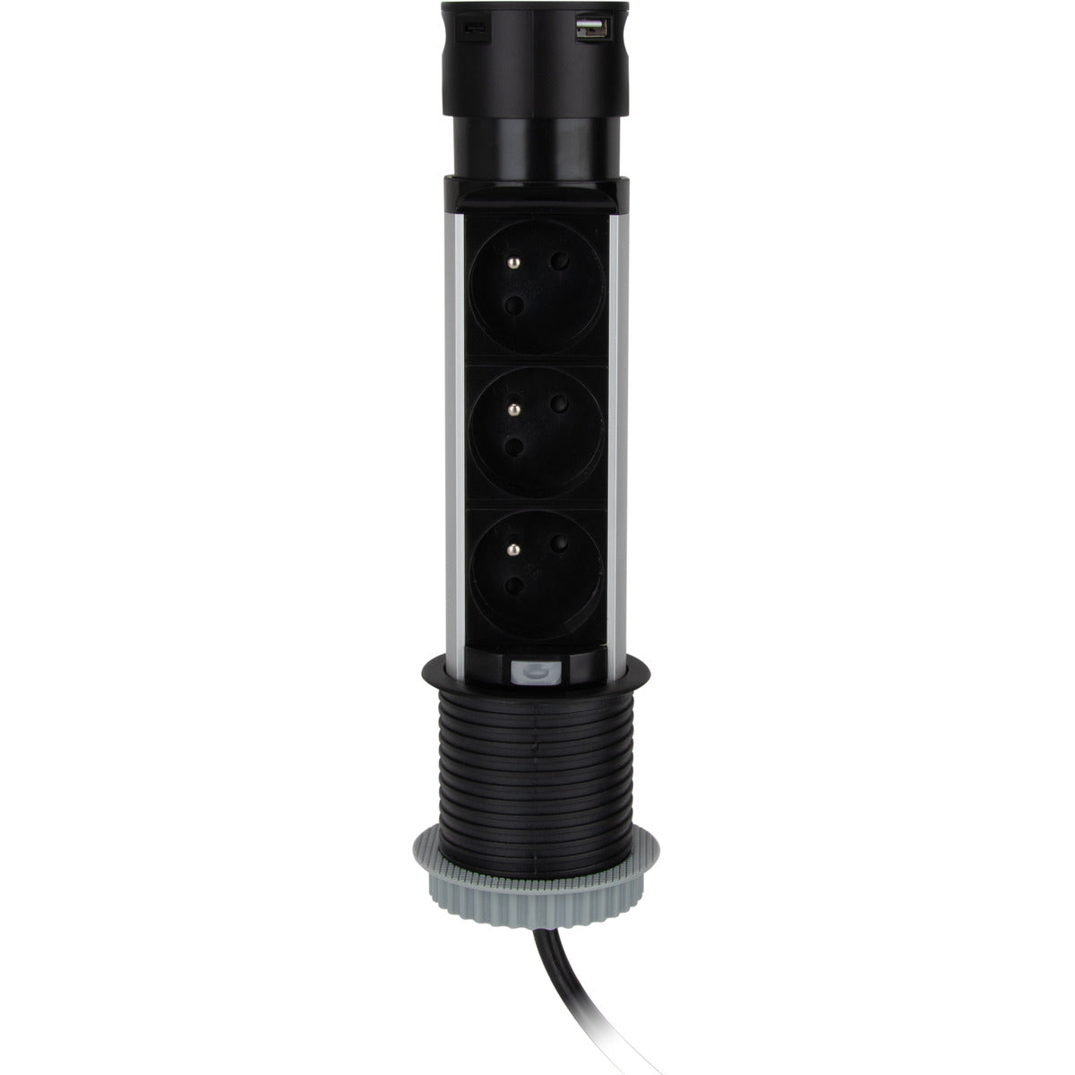 Multiprise escamotable 3x16A + 2 USB - Noir - Otio