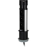 Multiprise escamotable 3x16A + 2 USB - Noir - Otio