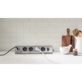 Bloc multiprise d'angle 4x16A + 2 USB A + C 20W + interrupteur - Inox - Otio