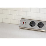 Bloc multiprise d'angle 4x16A + 2 USB A + C 20W + interrupteur - Inox - Otio