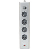 Bloc multiprise d'angle 4x16A + 2 USB A + C 20W + interrupteur - Inox - Otio