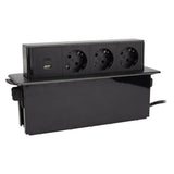 Multiprise rétractable 3 prises Schuko + 2 USB A+C - Noir - Otio