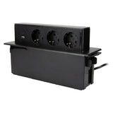Multiprise rétractable 3 prises Schuko + 2 USB A+C - Noir - Otio